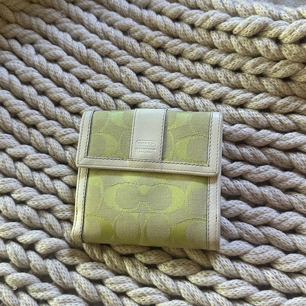 Coach Lime and White Vintage Wallet